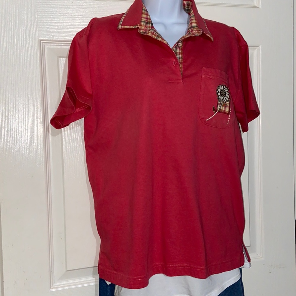 Country Rose Cotton Golf Shirt - Large